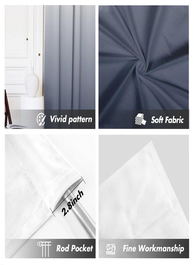 Kikiry Navy Blue Curtains 42" W x 63" L Ombre Abstract Cool Adult Men Boys DarkTwo Tone Oriental Gradient Living Room Bedroom Window Drapes Treatment Fabric 1 Pair Visit The Store - Image 2